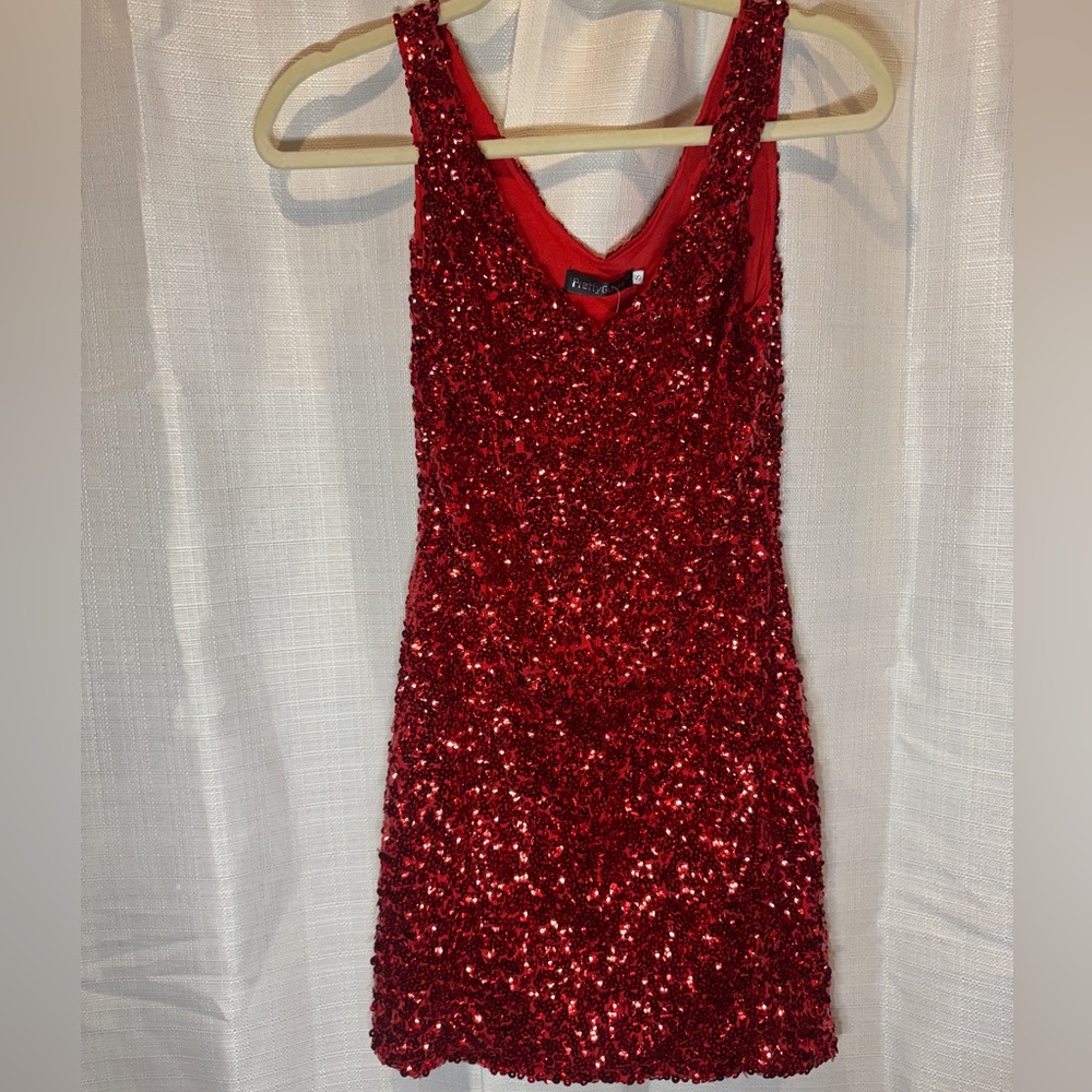Pretty Guide Red Sequin Mini Dress. Size Small party dress.